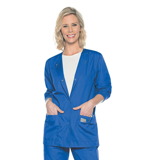 Landau ProFlex Women's Warm-Up Scrub Jacket 70227 -Royal-frontview