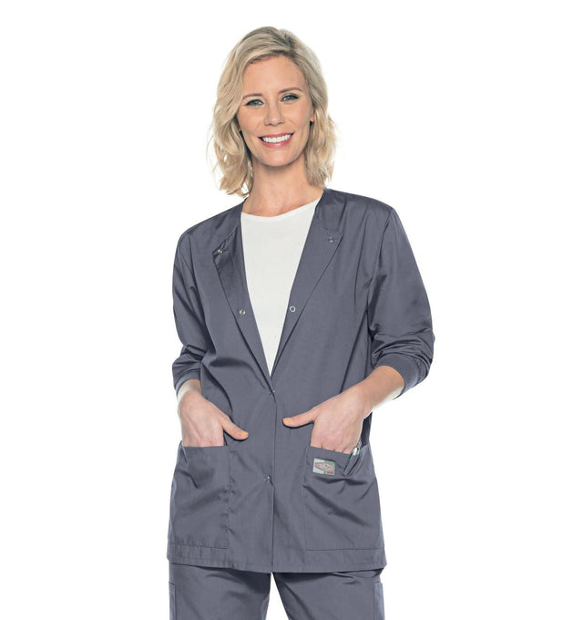 Landau ProFlex Women's Warm-Up Scrub Jacket 70227 -Steel grey-frontview