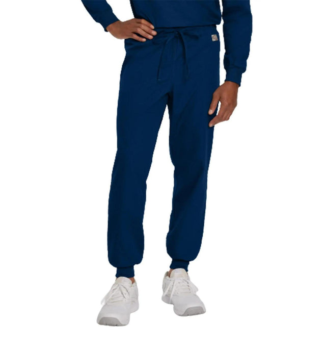 Landau Scrub Zone Unisex Banded-Bottom Jogger Scrub Pants LB404 -Navy-Frontview