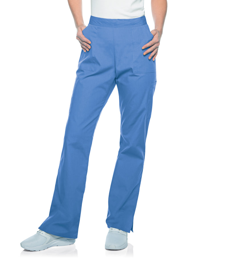 Landau Scrub Zone Women's Straight-Leg Cargo Scrub Pants 83223 -Ceil Blue-Frontview
