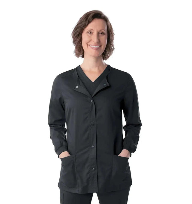 Landau ProFlex Women's Warm-Up Scrub Jacket 3038 -Black-frontview