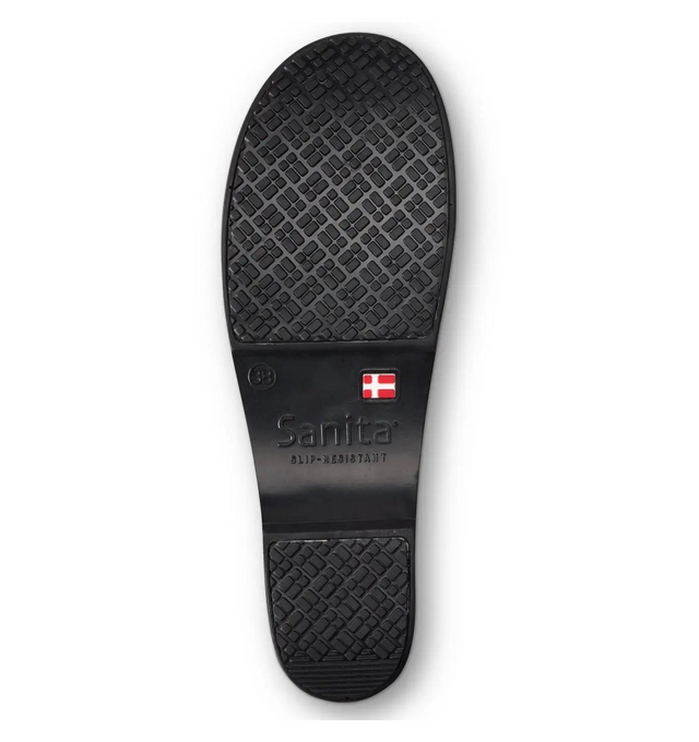 Sanita Addison Women's Cabrio Black Nursing Medical Clog - sole view