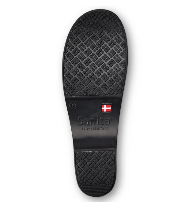 Sanita Auburn Women's Bicycle Print Patent Leather Teal Medical Clog - sole view