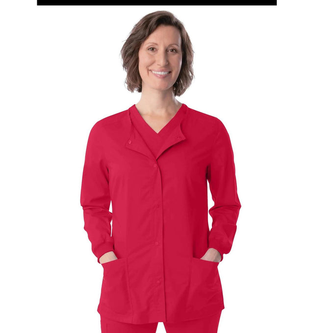 Landau ProFlex Women's Warm-Up Scrub Jacket 3038 -True Red-frontview