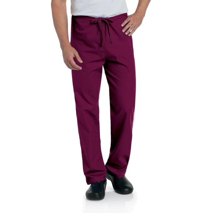 Landau Essentials Unisex Straight-Leg Scrub Pants 7602 -Wine-frontview