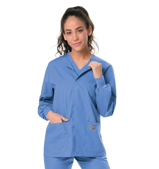 Landau Scrub Zone Unisex Warm-Up Scrub Jacket 75231 -Ceil Blue-frontview