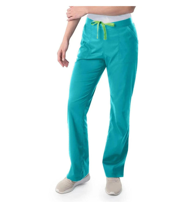 Landau ProFlex Women's Straight-Leg Cargo Scrub Pants 2042 -Teal-Frontview