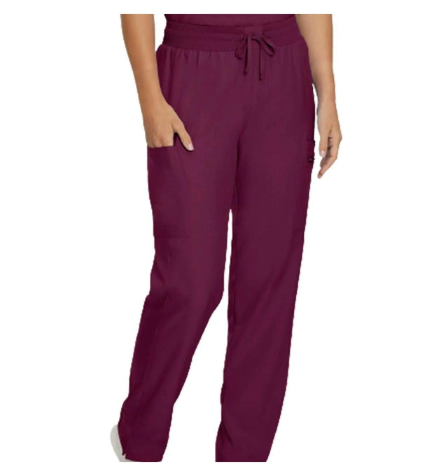 Landau Forward Women's Straight-Leg Cargo Scrub Pants LB400P -Wine-Frontview