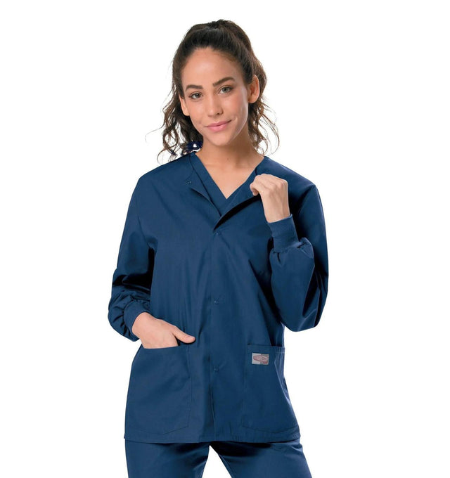 Landau Scrub Zone Unisex Warm-Up Scrub Jacket 75231 -Navy-frontview