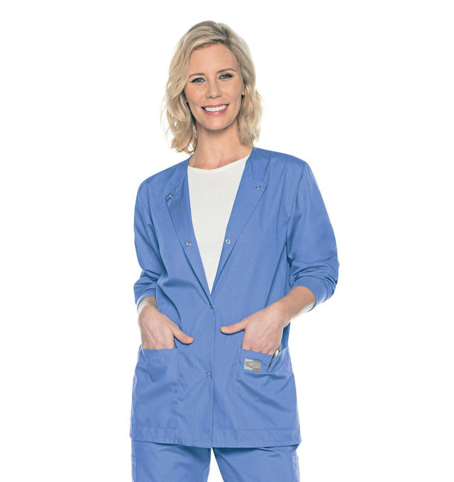 Landau ProFlex Women's Warm-Up Scrub Jacket 70227 -Ceil blue-frontview