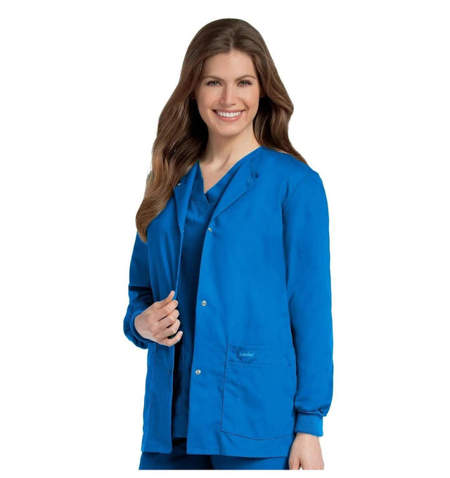 Landau Essentials Women's Warm-Up Scrub Jacket 7525 -Royal Blue-Frontview