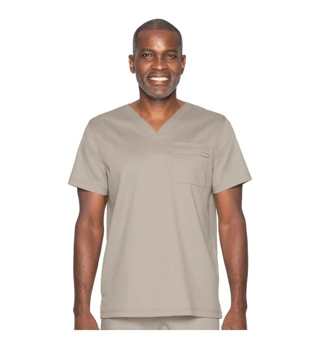 Landau ProFlex Men's 2-Pocket V-Neck Scrub Top 4259 -Sandstone-Frontview