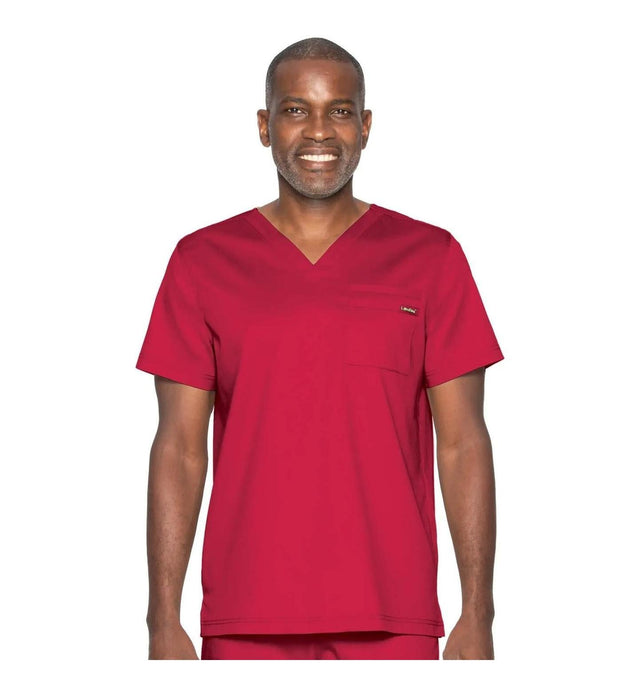 Landau ProFlex Men's 2-Pocket V-Neck Scrub Top 4259 -True Red-Frontview