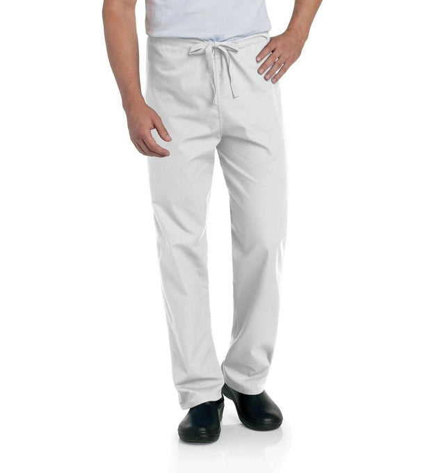 Landau Essentials Unisex Straight-Leg Scrub Pants 7602 -White-frontview