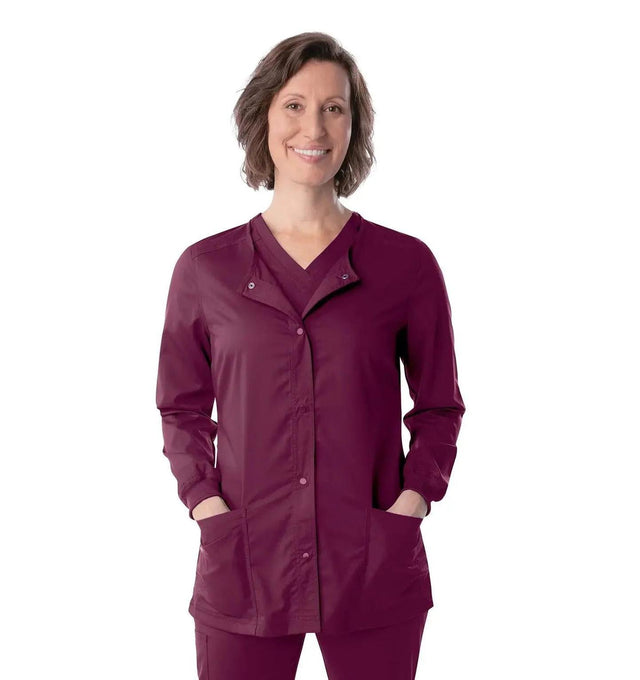 Landau ProFlex Women's Warm-Up Scrub Jacket 3038 -Wine-frontview