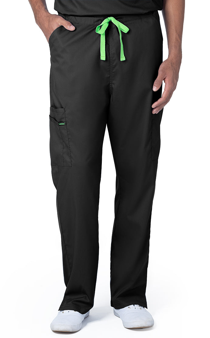 Landau ProFlex Unisex Straight-Leg Cargo Scrub Pants 2104-Black-Frontview