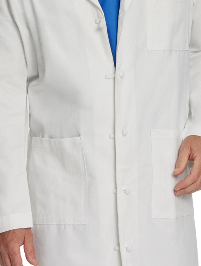 Landau Men's 3-Pocket Full-Length Lab Coat 3138 -White-Front Pocketview