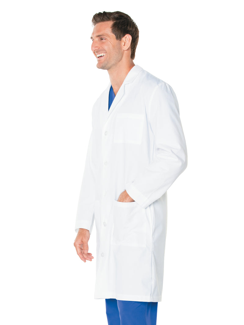 Landau Men's 3-Pocket Full-Length Lab Coat 3145 -White-Sideview