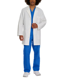 Landau Men's 3-Pocket Mid-Length Lab Coat 3148 -White-Frontview