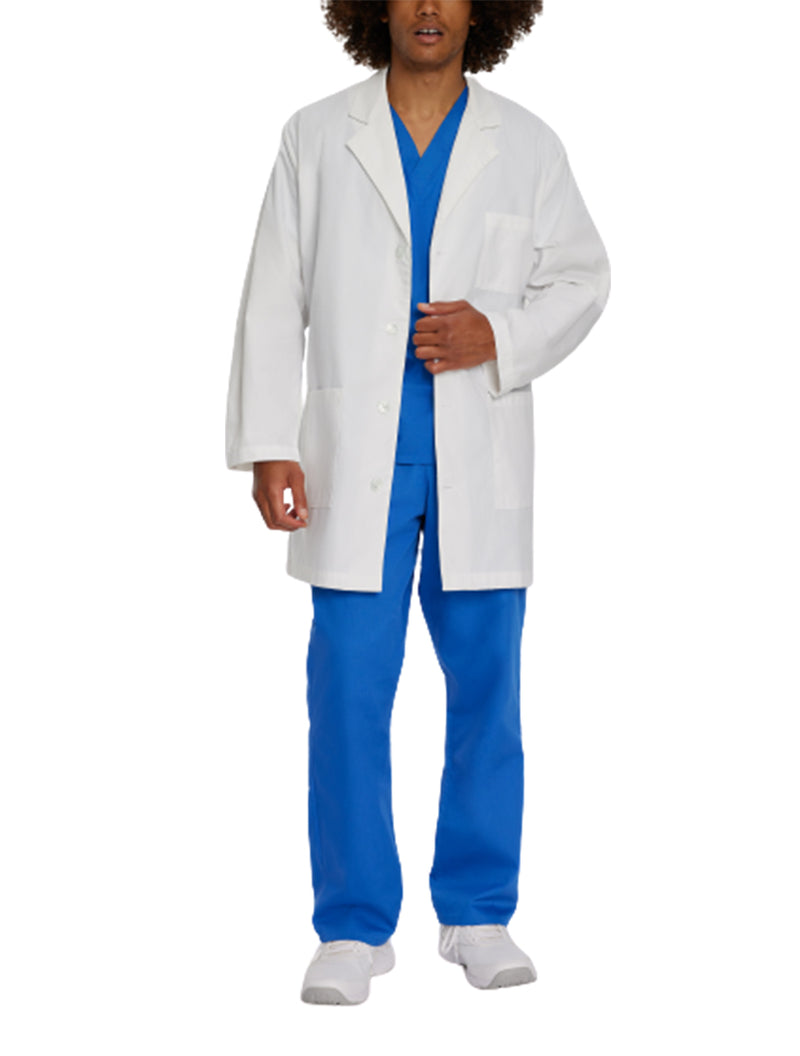 Landau Men's 3-Pocket Mid-Length Lab Coat 3148 -White-Frontview