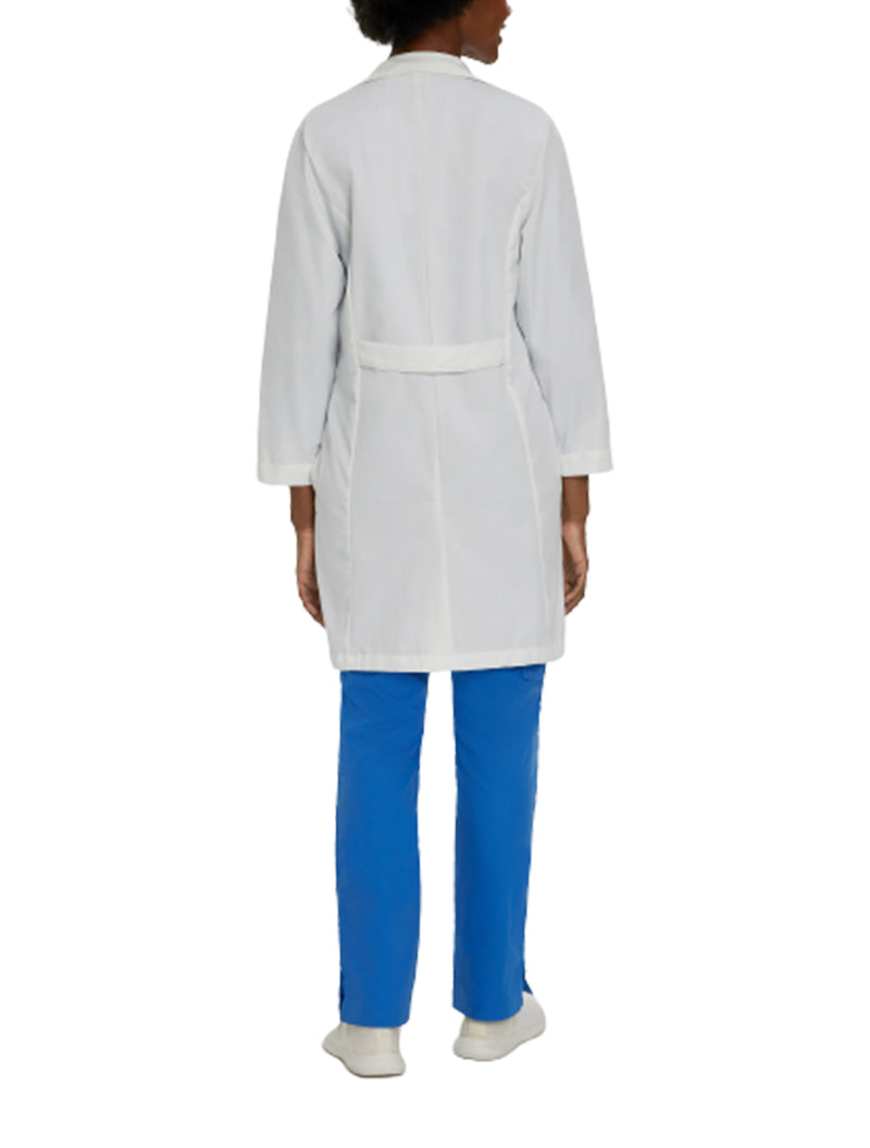 Landau Women's 5-Pocket Full-Length Lab Coat 3153 -White Twill-Backview