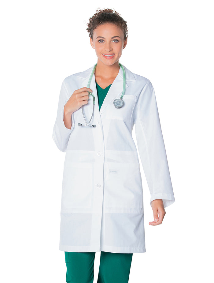 Landau Women's 5-Pocket Full-Length Notebook Lab Coat 3165 -White-Frontview