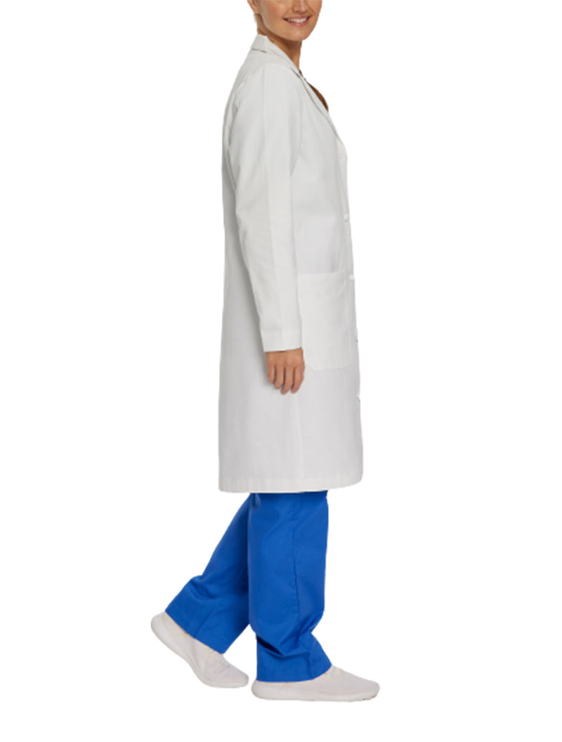 Landau Women's 3-Pocket Full-Length Lab Coat 3172 -White-Sideview