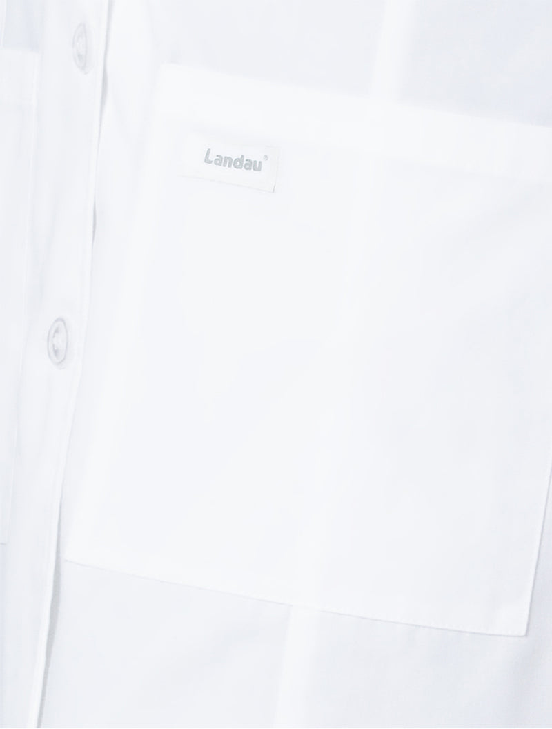 Landau Women's 3-Pocket Mid-Length Lab Coat 3600SC -White Sanded-Frontview