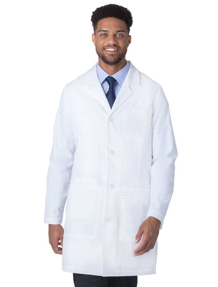 Landau Unisex 4-Pocket Mid-Length Lab Coat 3610SC -White Sanded-Frontview