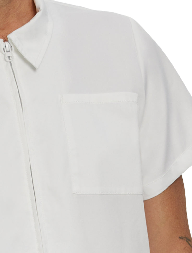 Landau ProFlex Men's 6-Pocket Notch Collar Scrub Top 4263PRV -White-Front Pocket view