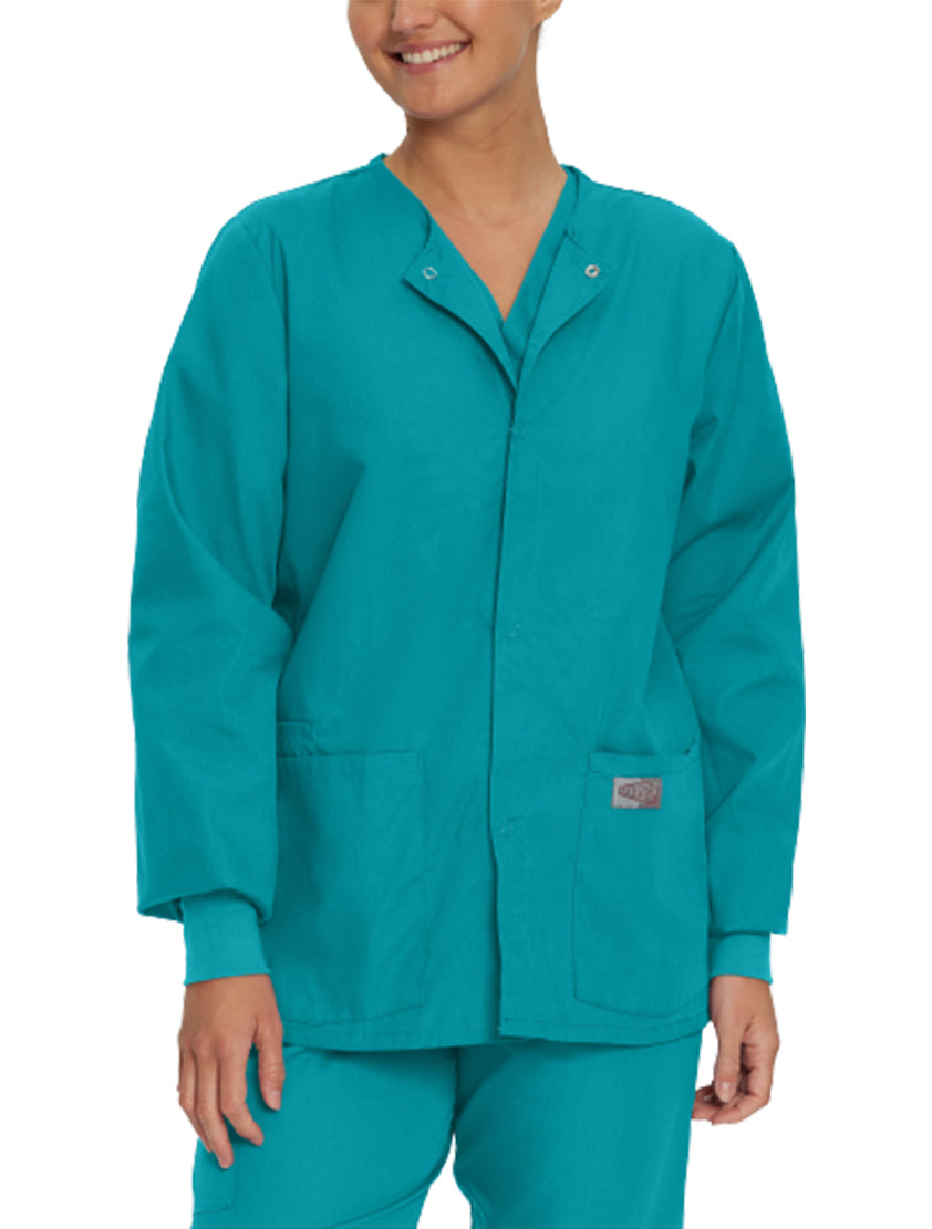 Landau Scrub Zone Unisex Warm-Up Scrub Jacket 75231 -Teal-frontview