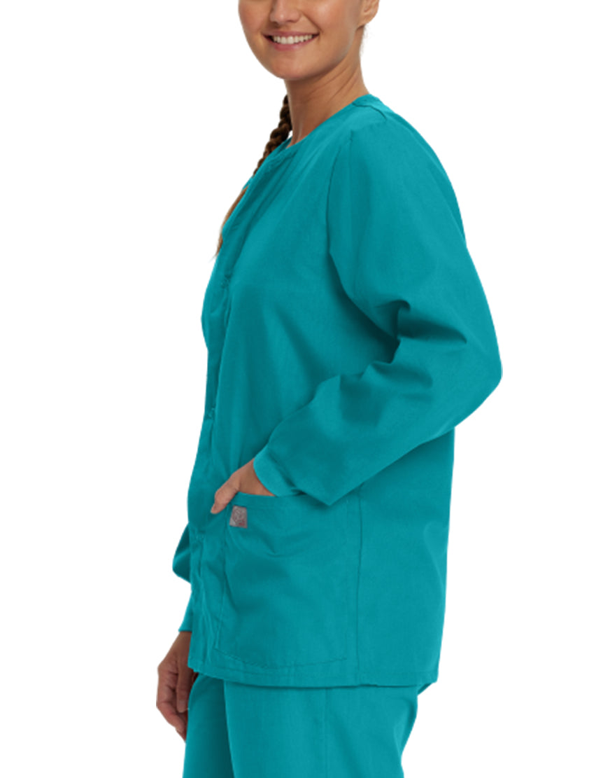 Landau Scrub Zone Unisex Warm-Up Scrub Jacket 75231 -Teal-sideview