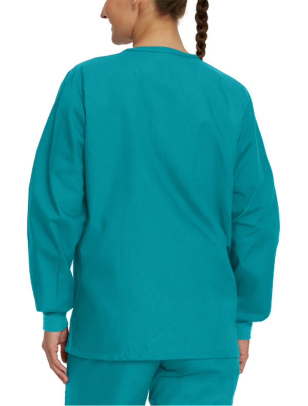 Landau Scrub Zone Unisex Warm-Up Scrub Jacket 75231 -Teal-backview