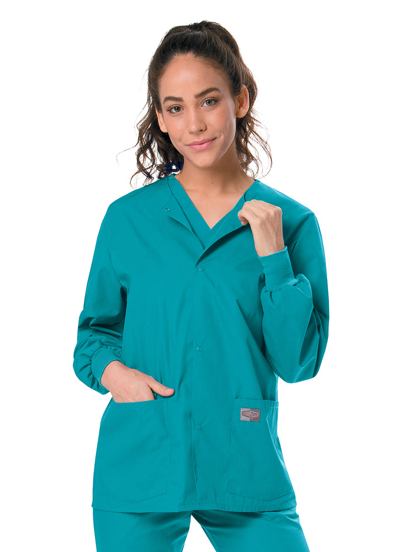 Landau Scrub Zone Unisex Warm-Up Scrub Jacket 75231 -Teal-frontview