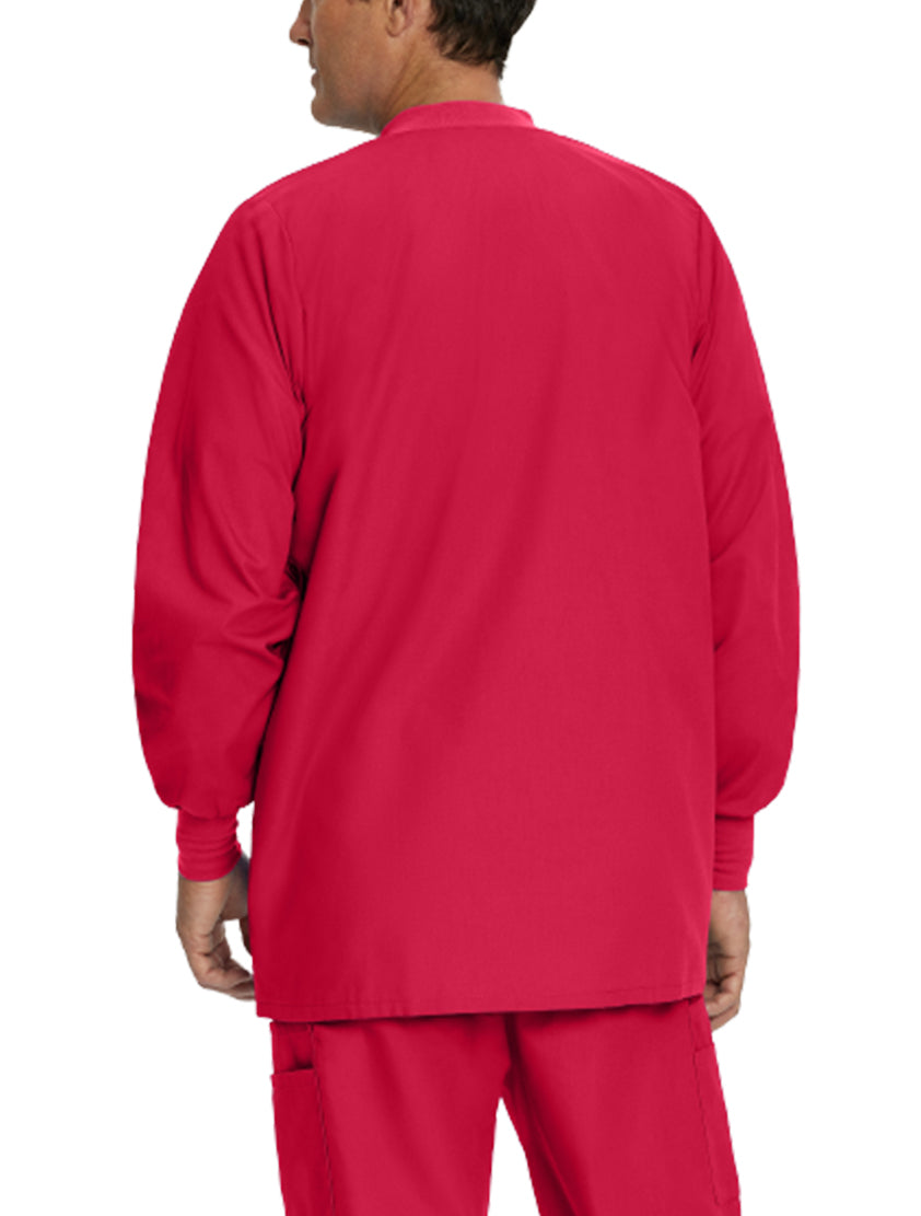 Landau Essentials Men's Warm-Up Scrub Jacket 7551 -True Red-Backview