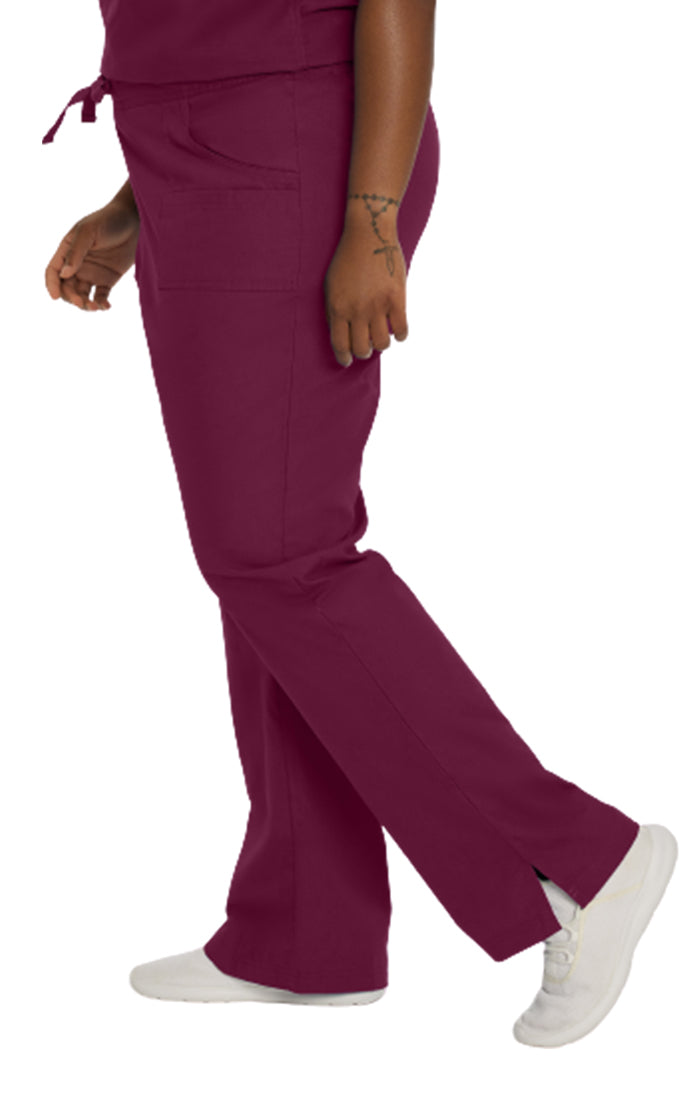 Landau Essentials Women's Straight-Leg Cargo Scrub Pants 8380 -Wine-bottomview