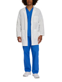 Landau Scrub Zone Unisex 3-Pocket Mid-Length Lab Coat 86002 -White-Frontview