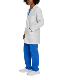 Landau Scrub Zone Unisex 3-Pocket Mid-Length Lab Coat 86002 -White-Sideview