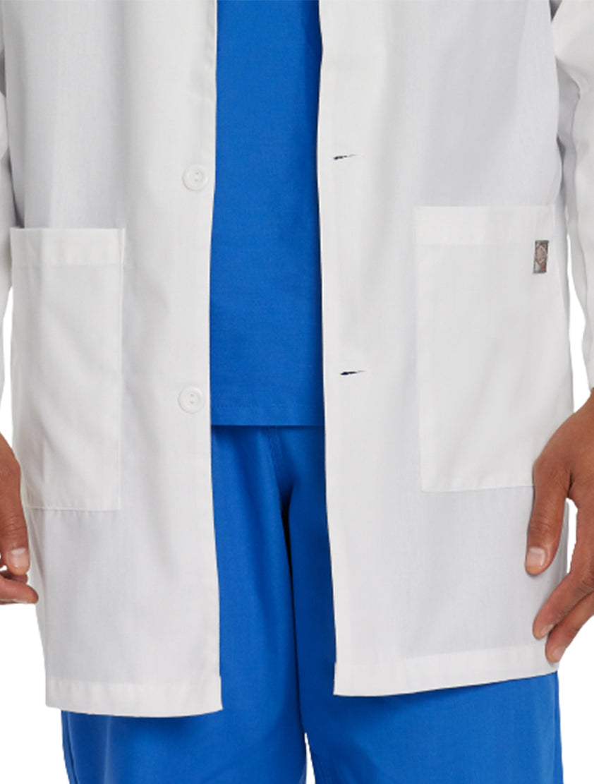 Landau Scrub Zone Unisex 3-Pocket Mid-Length Lab Coat 86002 -White-Frontview