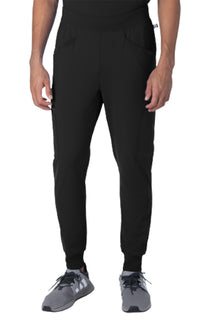 Urbane Impulse Men's Banded-Bottom Jogger Scrub Pants 9913LKA-Black-Frontview