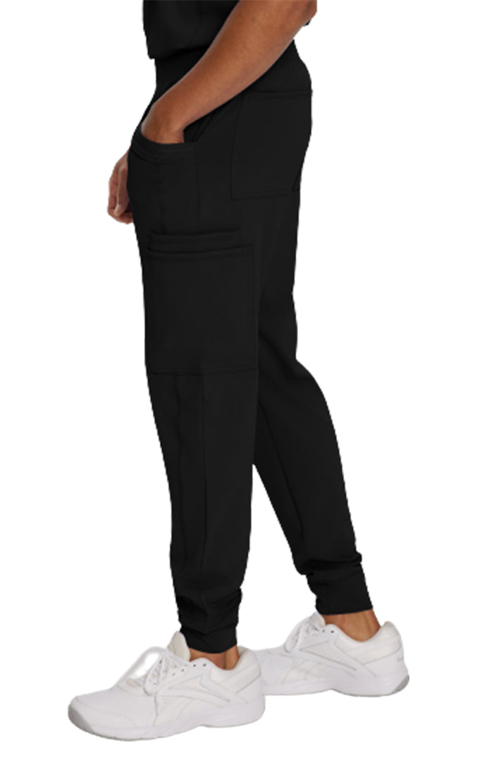 Urbane Impulse Men's Banded-Bottom Jogger Scrub Pants 9913LKA-Black-Sideview