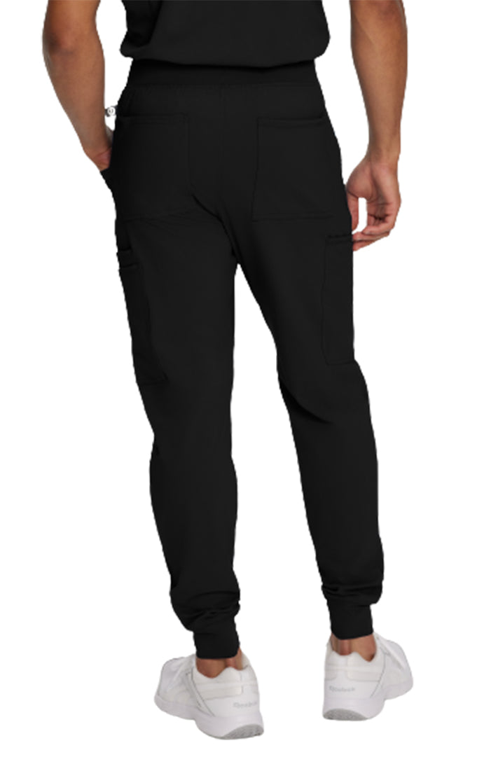 Urbane Impulse Men's Banded-Bottom Jogger Scrub Pants 9913LKA-Black-Blackview