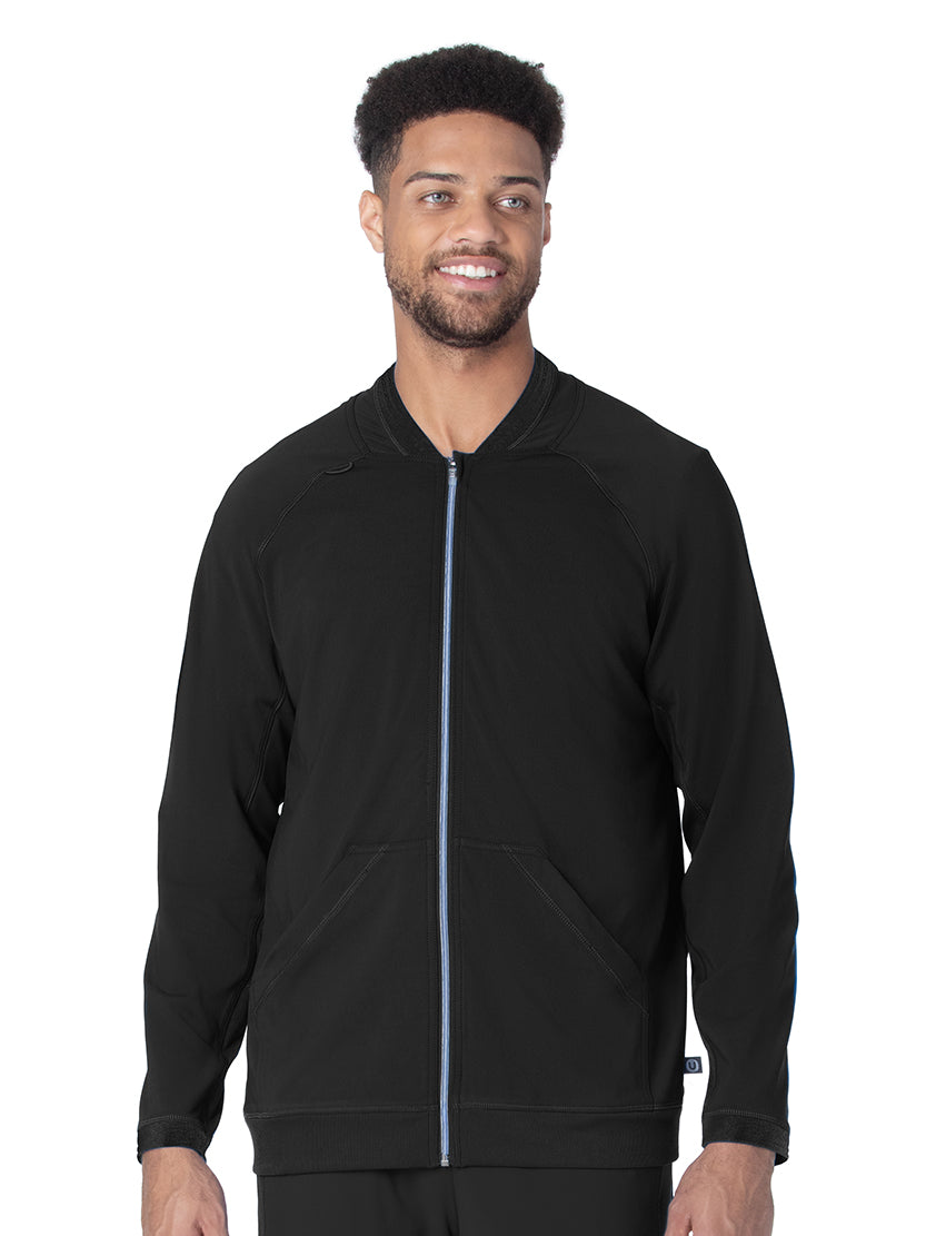 Urbane Impulse Men's Warm-Up Scrub Jacket 9914LKA -Black-frontview