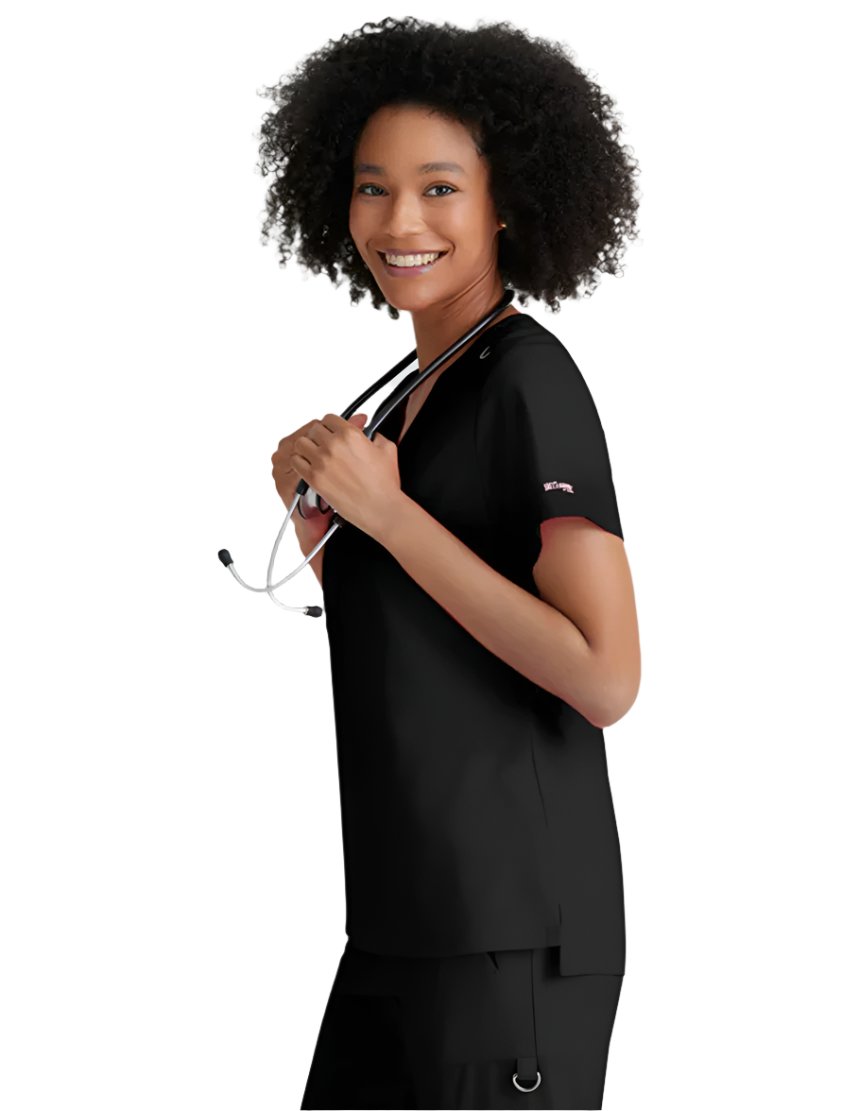 Grey's Anatomy Stretch™ by Barco  Bree 1-Pocket Tuck-In Scrub Top-Black