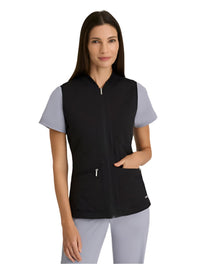 Grey's Anatomy Stretch™ by Barco Cristina 2-Pocket Quilted Scrub Vest-Black