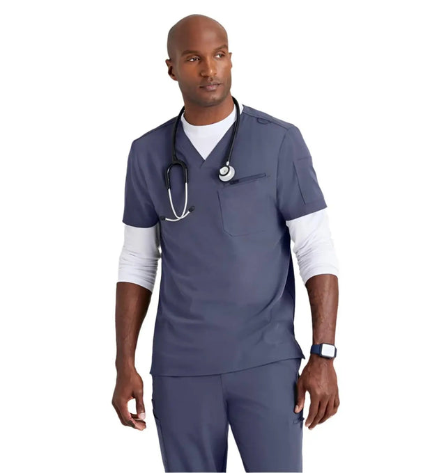 Barco Unify™ by Barco RALLY 3-POCKET V-NECK SCRUB TOP - Steel