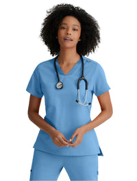 Grey's Anatomy Stretch™ by Barco  Bree 1-Pocket Tuck-In Scrub Top-Ciel Blue