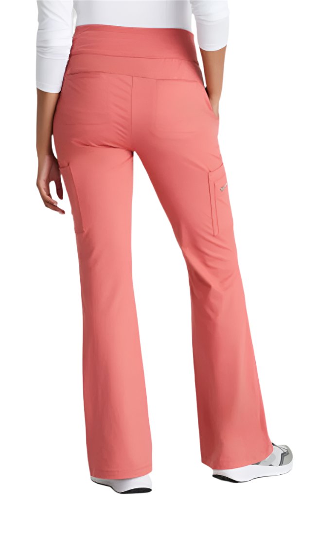 Barco One Performance Knit by Barco Sprint Knit 7-Pocket High-Rise Flare Leg Scrub Pant - Ginger Rose