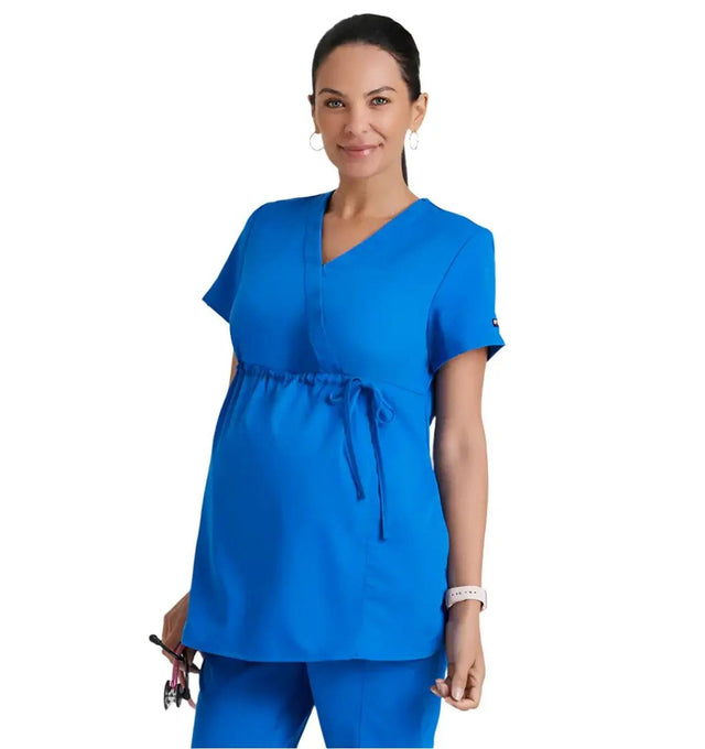 Grey's Anatomy™ by Barco Lilah 2-Pocket Mock Wrap Maternity Scrub Top-New Royal