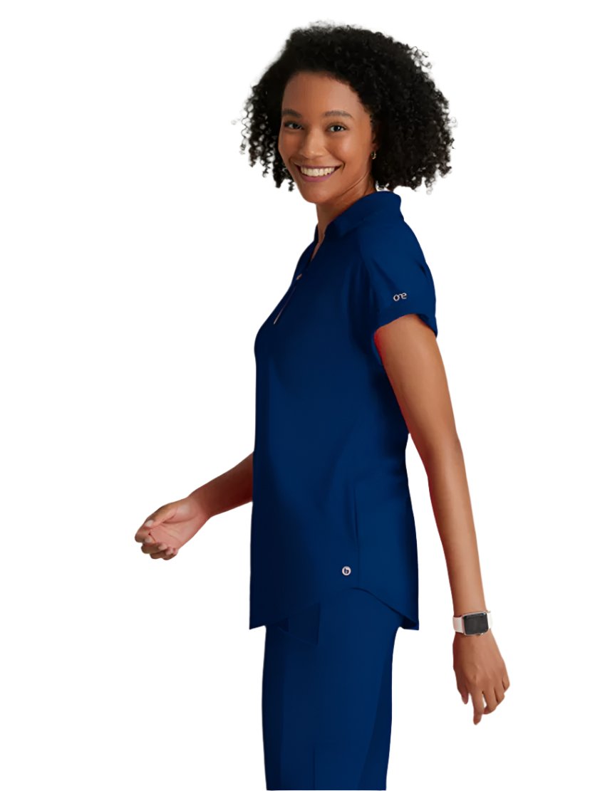 Barco One Performance Knit by Barco Engage Knit 2-Pocket Zip-Neck Dolman Scrub Top - Indigo